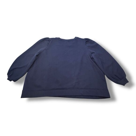 Talbots Plus Navy Blue Embroidered Crewneck Sweatshirt Pink Hearts Women’s Sz 3X - Picture 2 of 10